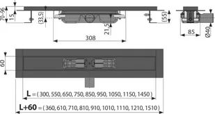 ALCAPLAST ALCA PLAST LOW-Odwodnienie liniowe z obramowaniem dla rusztu perforowanego czarny-mat APZ101BLACK-850 ! - Odpływy liniowe - miniaturka - grafika 1
