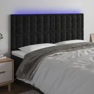 Inne meble do sypialni - vidaXL Zagłówek do łóżka z LED, czarny, 180x5x118/128 cm, aksamit - miniaturka - grafika 1