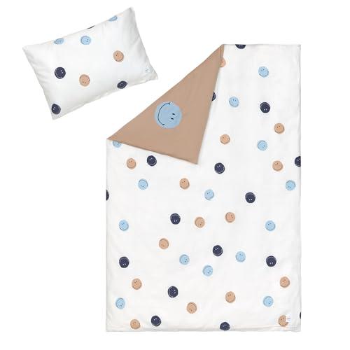 LÄSSIG Komplet pościeli dziecięcej z bawełny ekologicznej z certyfikatem GOTS, 2-częściowy zestaw pościeli Smile milky/brown