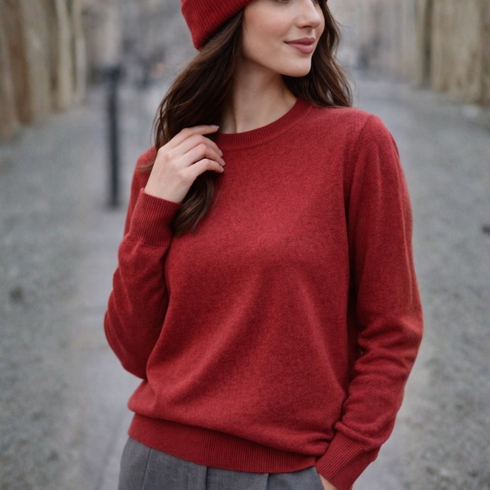 Sweter damski bordowy z wełną klasyczny elegancki Italy Uniwersalny