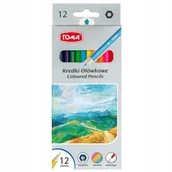 Długopisy - Kredki szkolne drewniane 12 kolorów - TOMA - miniaturka - grafika 1