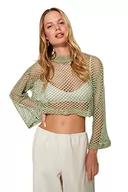 Swetry damskie - Trendyol Damski sweter oversize z okrągłym dekoltem z dzianiny, Miętowy, S - miniaturka - grafika 1