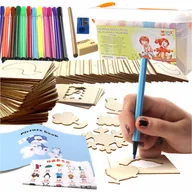 Prace ręczne dla dzieci - DREWNIANE SZABLONY Nauka Rysowania ZESTAW Kreatywny MONTESSORI dla Dzieci - miniaturka - grafika 1