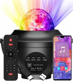 Lampki choinkowe PROJEKTOR GWIAZD MUZYCZNY LAMPKA NOCNA STAR LED USB+PILOT - Oświetlenie świąteczne - miniaturka - grafika 1