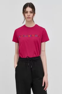 Koszulki i topy damskie - Karl Lagerfeld Lagerfeld Lagerfeld t-shirt bawełniany kolor różowy - grafika 1