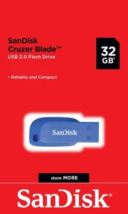 SanDisk Sandisk sdcz50 °C-032G-b35be 32 GB Cruzer Blade USB 2.0 Stick, niebieski 32 GB SDCZ50C-032G-B35BE - Pendrive - miniaturka - grafika 2