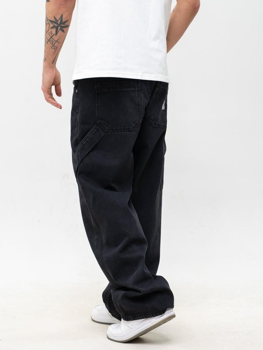 Spodnie Jeansowe Super Baggy Cargo Męskie Czarne Jigga Wear Base XL