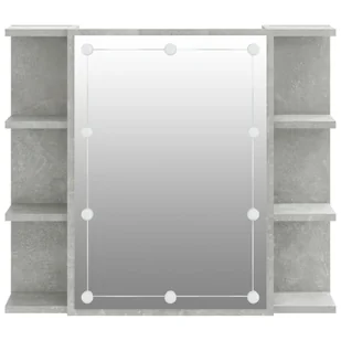 Lumarko Szafka z lustrem i oświetleniem LED, szary beton, 70x16,5x60 cm - Toaletki - miniaturka - grafika 9
