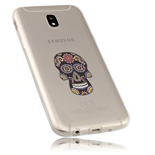 mumbi Etui kompatybilne z Samsung Galaxy J5 2017 etui na telefon komórkowy, cienkie z motywem Calavera białe, kolorowe, przezroczyste