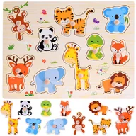 Zabawki kreatywne - Puzzle drewniane ZWIERZAKI ukadanka 10 ele ZA4721 - miniaturka - grafika 1