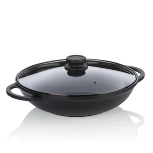 kela Patelnia wok 32 cm ze szklaną pokrywką ATURA, indukcja wok 4 litry, odlew aluminiowy powlekany ceramiką, bez PFS, czarna - Patelnie - miniaturka - grafika 1
