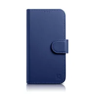 Etui i futerały do telefonów - iCarer Wallet Case 2in1 etui iPhone 14 Pro skórzany pokrowiec z klapką Anti-RFID niebieski (WMI14220726-BU) - miniaturka - grafika 1
