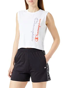 Champion Damski sportowy C-Sport szybkoschnący pionowy logo S/S tank top, biały, M - Koszulki i topy damskie - miniaturka - grafika 1