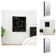 Szafki łazienkowe - vidaXL Lustrzana szafka na biżuterię z oświetleniem LED do montażu na ścianie, czarna - Lustro - miniaturka - grafika 1