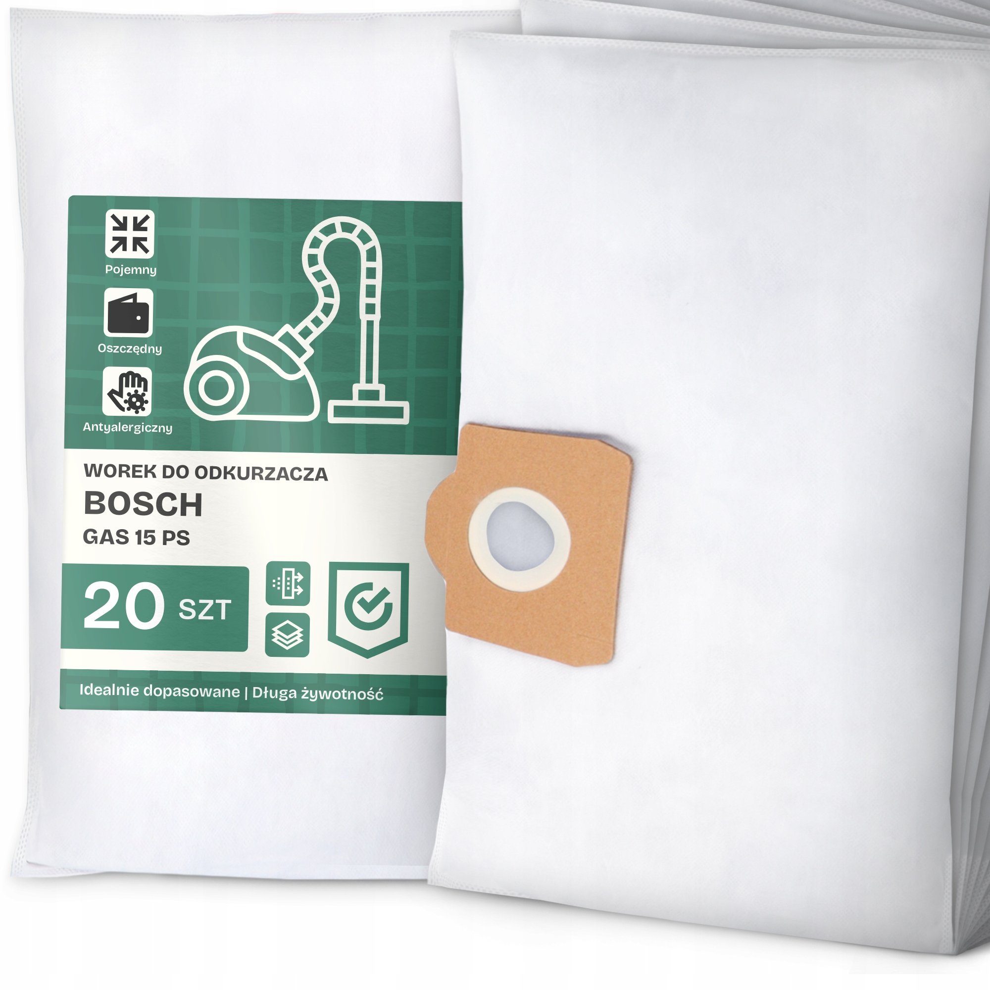 20x Worek do Odkurzacza Bosch Gas 15 Ps Syntetyczny Tekstylny Pojemny Worki