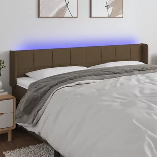 vidaXL Zagłówek do łóżka z LED, ciemnobrązowy, 183x16x78/88cm, tkanina - Inne meble do sypialni - miniaturka - grafika 1