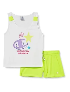 Champion Legacy Fun Club-Tank Top & Szorty Pełna Dziewczyny i Dziewczyny, (Biały/Fluo żółty), 3-4 lat - Spodenki damskie - miniaturka - grafika 1