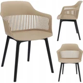 Krzesła - Krzesło CORNIDO, plastikowe, 47x52x82 cm, beżowe - miniaturka - grafika 1