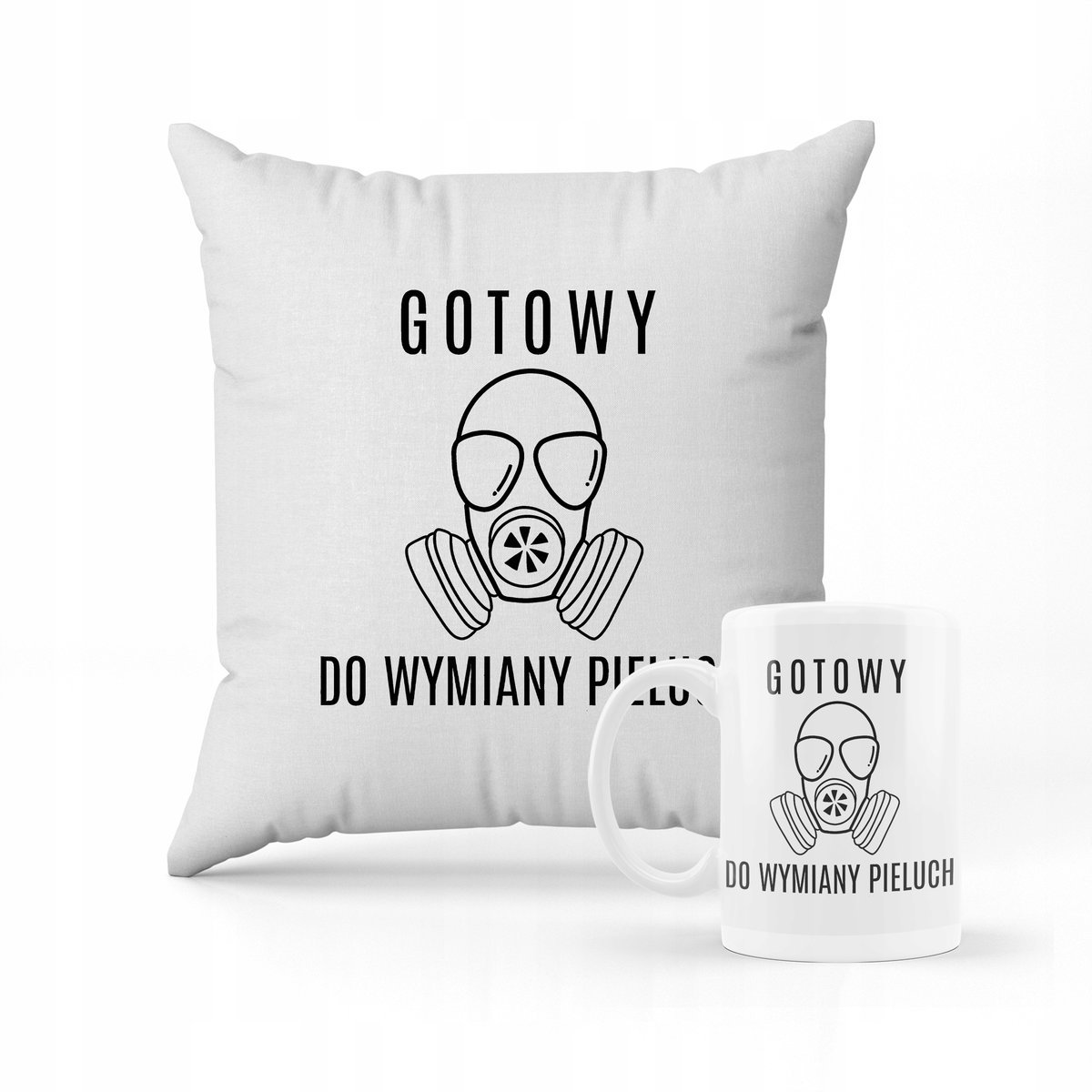 ZESTAW PODUSZKA + kubek Gotowy do wymiany pieluch + IMIĘ