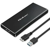 Obudowy i kieszenie na dyski twarde - Kieszeń zewnętrzna Qoltec na SSD M.2 SATA Czarna - miniaturka - grafika 1