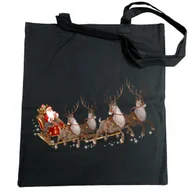 Torby i wózki na zakupy - Torba na zakupy nadruk Mikołaj i Renifery - miniaturka - grafika 1
