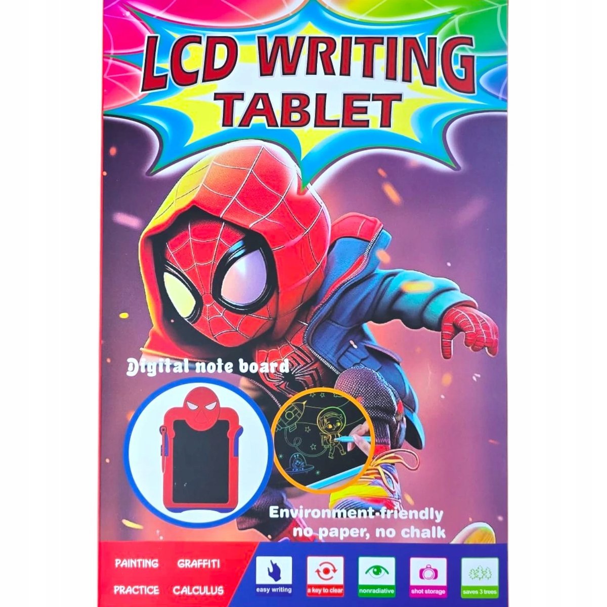 SPIDERMAN TABLET DLA DZIECI DO RYSOWANIA 8'' TABLICA EDUKACYJNA LCD MARVEL