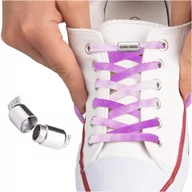 Akcesoria obuwnicze - SULPO Elastyczne sznurówki sznurowadła fioletowo białe - miniaturka - grafika 1
