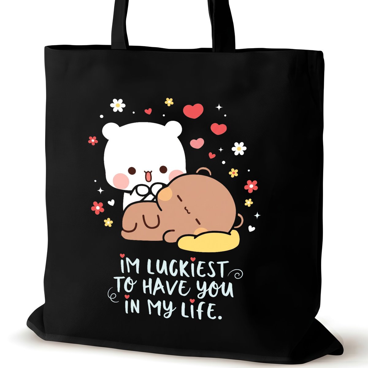 Torba bawełniana dla VIRAL czarna na ramię nadrukiem duża biura śmieszna