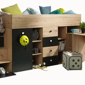 Łóżka dla dzieci i młodzieży - Abiks Łóżko piętrowe Antresola SMART 3 L czarny - miniaturka - grafika 1