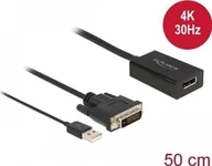 Złącza, przejściówki, adaptery - Adapter AV Delock DeLOCK DVI St> DP 1.2 Bu 4K + HDR bk 50cm - 63189 - miniaturka - grafika 1