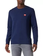 Bluzy męskie - Wrangler Bluza męska Sign Off Crew Sweatshirt, granatowa, mała - miniaturka - grafika 1