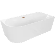 Wanny - Mexen Mia wanna wolnostojąca narożna prawa 160 x 80 cm, biała, przelew miedź szczotkowana - 52691608000P-65 - miniaturka - grafika 1