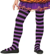 Dodatki do strojów karnawałowych - PARTY WORLD Rajstopy dziecięce na Halloween w fioletowo-czarne paski RAJS/2209-G - miniaturka - grafika 1