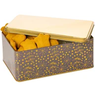Pojemniki kuchenne - Metalowa Puszka Na Herbatę Ciastka Pierniki Z Wieczkiem Pokrywką Prostokątna Złoto-Szara 20X13X8 Cm - miniaturka - grafika 1