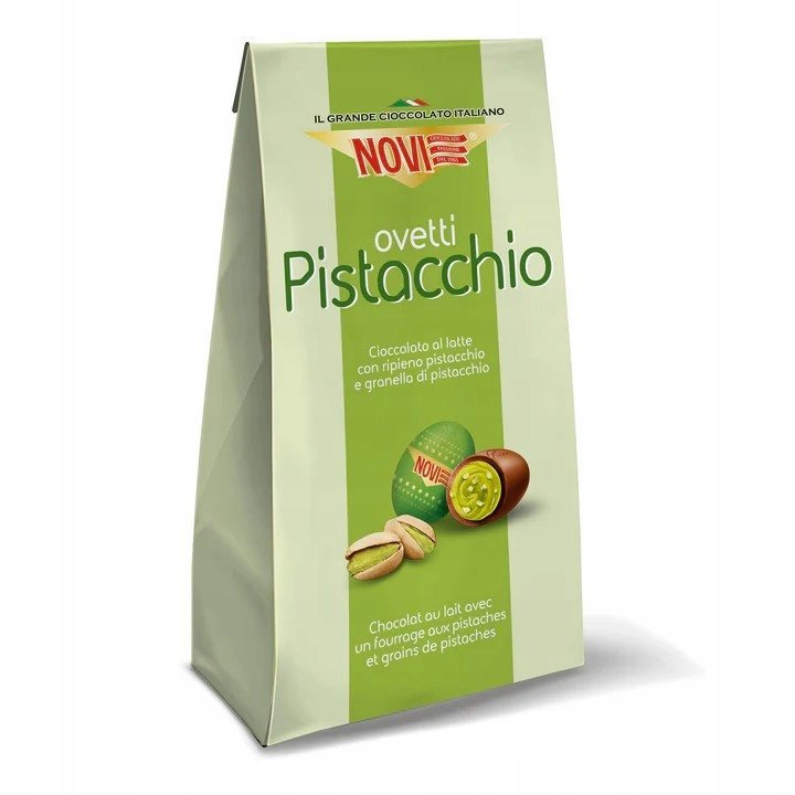 Novi Ovetti Pistacchio 160g jajka czekoladowe z nadzieniem pistacjowym