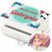 Pozytywki dla dzieci - Szkatułka na biżuterię z pozytywką i szufladką z nadrukiem dla dziewczynki na święta - miniaturka - grafika 1