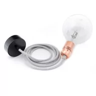 Lampy sufitowe - Lampa wisząca Loft metal copper z czarną podsufitką KOLOROWE KABLE - miniaturka - grafika 1