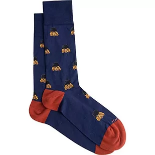 Hackett London Męskie skarpety All Over Harry Socks, granatowe, S/M - Skarpetki męskie - miniaturka - grafika 1