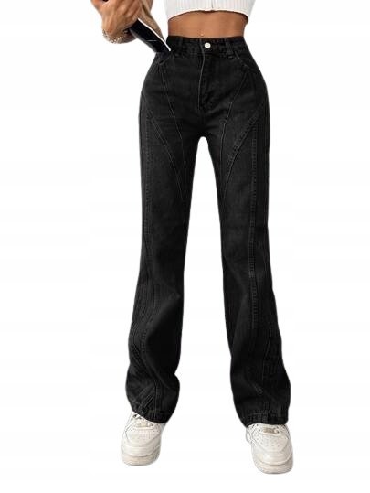 Damskie Spodnie Jeansowe Czarne Klasyczne L Łyk