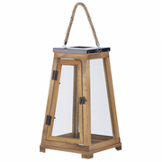 Lampy ogrodowe - Lampion drewniany 39 cm brązowy PULAU - miniaturka - grafika 1