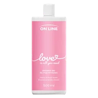 Żele pod prysznic dla mężczyzn - On Line Love, żel pod prysznic, piwonia i woda różana, 500 ml - miniaturka - grafika 1