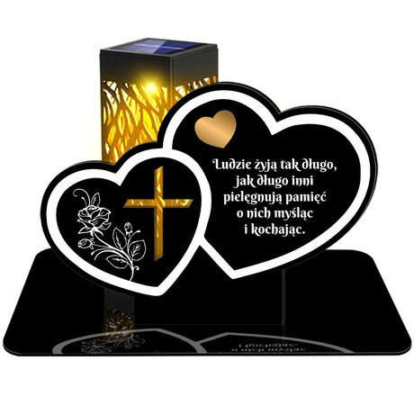 ZNICZ SOLARNY LED WIECZNY PODSTAWKA NA CMENTARZ GRÓB lampka Serce 3D