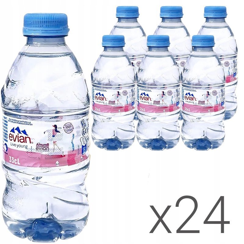 Evian Naturalna woda mineralna niegazowana 24 x 0,33 l
