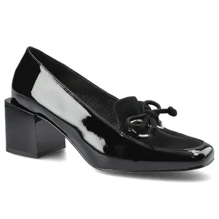 Czarne Półbuty Karino Damskie Eleganckie Buty - Półbuty damskie - miniaturka - grafika 1