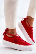 Trampki damskie - Tenisówki Trampki Platforma Lee Cooper Czerwone LCW-22-31-0834L - Zazoo - miniaturka - grafika 1