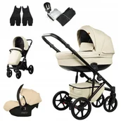 Wózki dziecięce - Wózek Dziecięcy MOMMO DELUXE 3w1Beżowa Ekoskóra - miniaturka - grafika 1