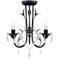 Lampy sufitowe - VidaXL Czarny żyrandol z kryształowymi koralikami secesja 3 x E14 żarówki 241385 - miniaturka - grafika 1