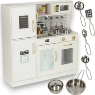 Zabawki AGD - Drewniana kuchnia z lodówką + światło led + dźwięki - miniaturka - grafika 1