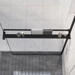 vidaXL Półka ścienna do prysznica typu walk-in, czarna, 90 cm - Akcesoria łazienkowe - miniaturka - grafika 1