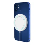 Ładowarki do telefonów - Ładowarka bezprzewodowa 15W Magnetyczna ładowarka iPhone 15W z szybkim ładowaniem Kompatybilna z MagSafe Silver - miniaturka - grafika 1